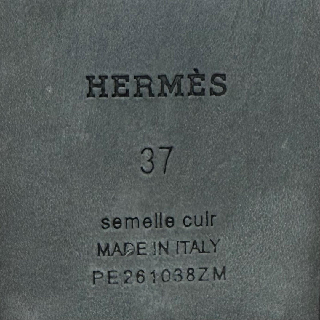 未使用品★HERMES エルメス サンダル ミス レザー シルバー金具 ケリーバックル ブラック 37 イタリア製 レディース 箱・保存袋付き