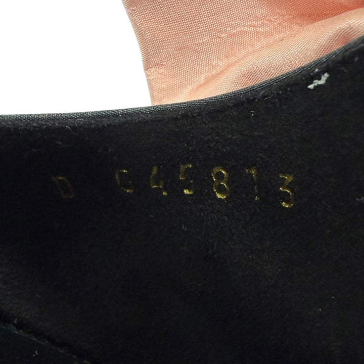美品☆CHANEL シャネル G45813 ココマーク ラインストーン エコパールチェーン リボン サンダル ブラック ピンク 35 イタリア製