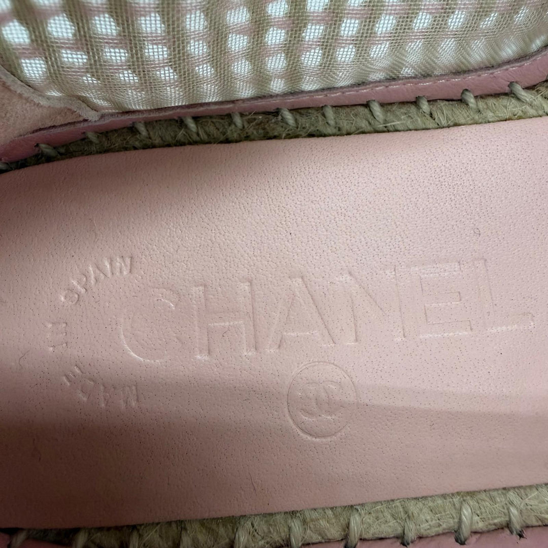 極美品☆CHANEL シャネル 21P G37302 レザー ココマーク エスパドリーユ スリッポン ピンク 38 スペイン製 レディース 箱・保存袋付き