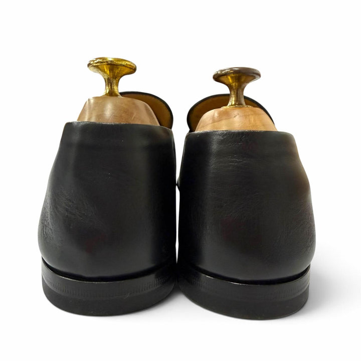 未使用品▼Salvatore Ferragamo サルヴァトーレフェラガモ GIN Uチップ ガンチーニ レザーシューズ ローファー ブラック ゴールド 6.5