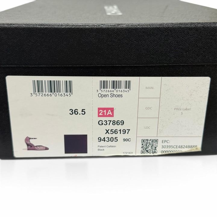 未使用品★CHANEL シャネル G37869 ココマーク アンクルストラップ パテントレザー パンプス ブラック ホワイト 36.5 イタリア製 箱付き