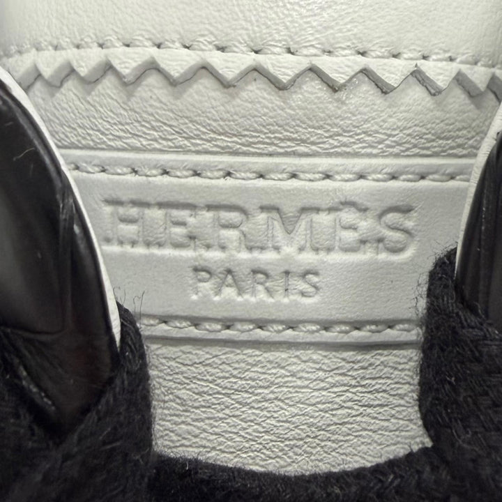 未使用品▼HERMES エルメス BOUNCING バウジング レザー クロコダイル スニーカー ブラック ホワイト IT 42 イタリア製 メンズ 箱付き