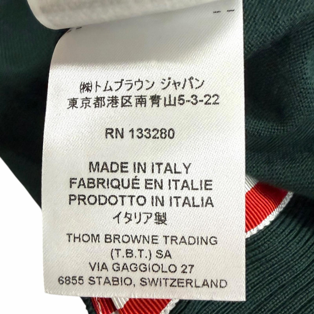 極美品□THOM BROWNE トムブラウン ウール トリコロール 薄手 ロングスリーブニット セーター ダークグリーン 1 イタリア製 正規品