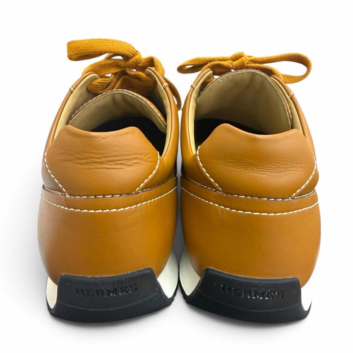 未使用品□HERMES エルメス Chris クリス レザー Hロゴ レースアップ ローカットスニーカー ブラウン 41 イタリア製 メンズ 保存袋付き