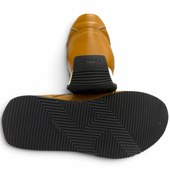 未使用品□HERMES エルメス Chris クリス レザー Hロゴ レースアップ ローカットスニーカー ブラウン 41 イタリア製 メンズ 保存袋付き