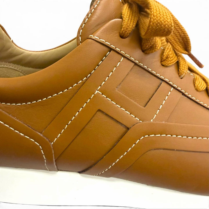 未使用品□HERMES エルメス Chris クリス レザー Hロゴ レースアップ ローカットスニーカー ブラウン 41 イタリア製 メンズ 保存袋付き