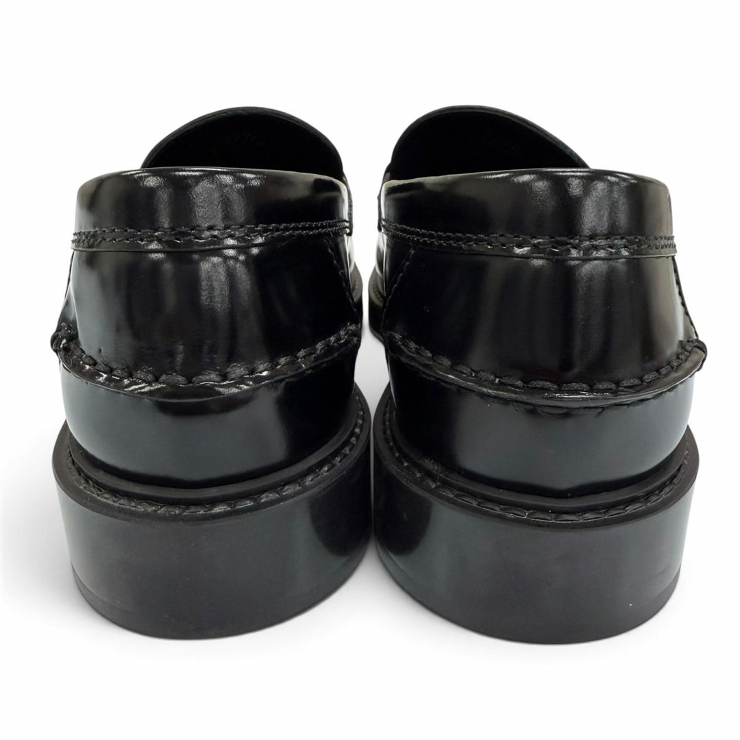 極美品☆TOD’S トッズ チェーンTロゴ レザーシューズ ローファー ブラック 37.5 イタリア製 レディース