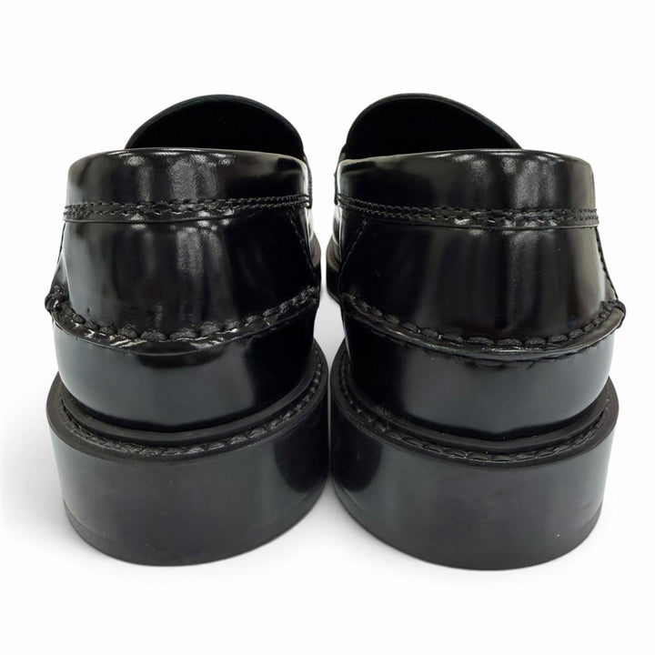 極美品☆TOD’S トッズ チェーンTロゴ レザーシューズ ローファー ブラック 37.5 イタリア製 レディース