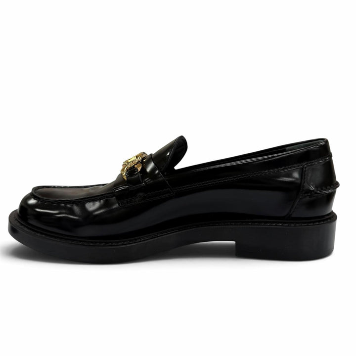 極美品☆TOD’S トッズ チェーンTロゴ レザーシューズ ローファー ブラック 37.5 イタリア製 レディース