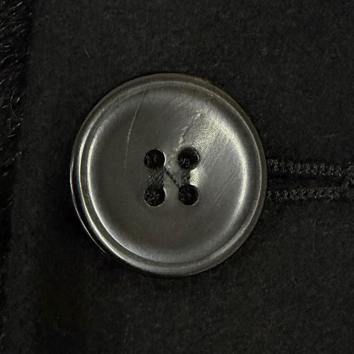 美品□ARMANI COLLEZIONI アルマーニコレッツォーニ カシミヤ混 LUXURY ラムファー使い ピーコート ブラック IT 52 イタリア製 正規品