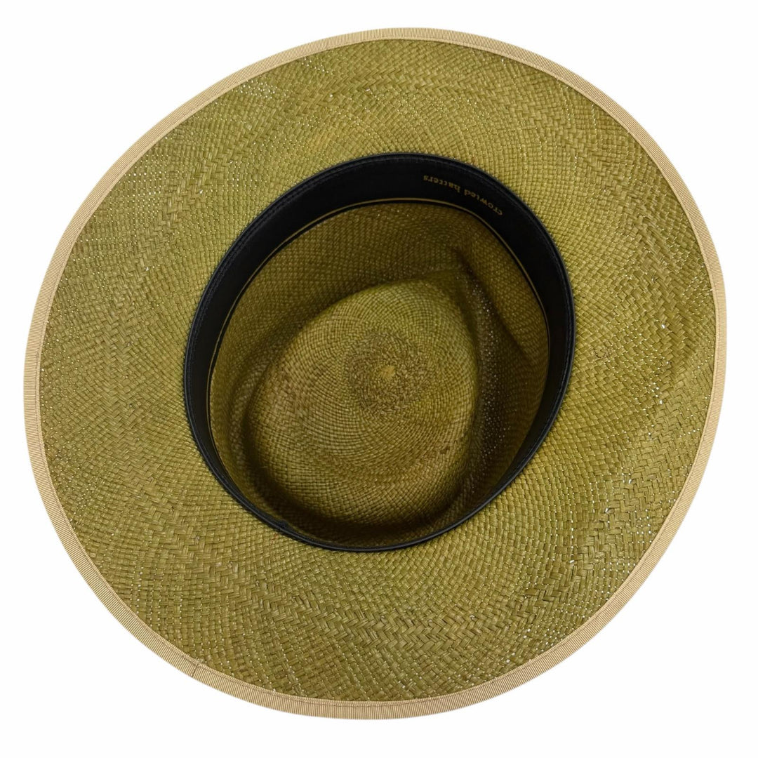 美品□CROWTED HATTERS クローテッドハッターズ パナマハット ストローハット 中折れ帽 帽子 グリーン 61 メンズ オススメ