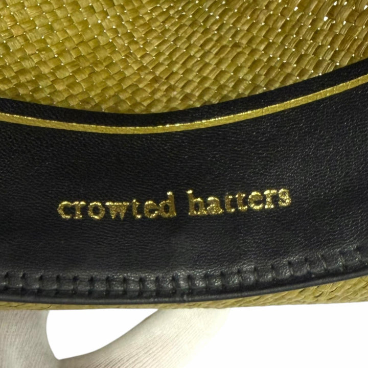 美品□CROWTED HATTERS クローテッドハッターズ パナマハット ストローハット 中折れ帽 帽子 グリーン 61 メンズ オススメ
