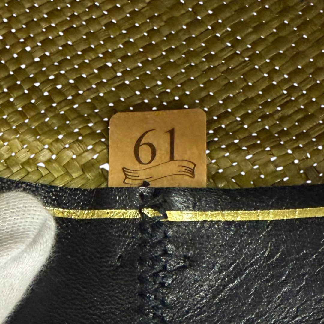 美品□CROWTED HATTERS クローテッドハッターズ パナマハット ストローハット 中折れ帽 帽子 グリーン 61 メンズ オススメ