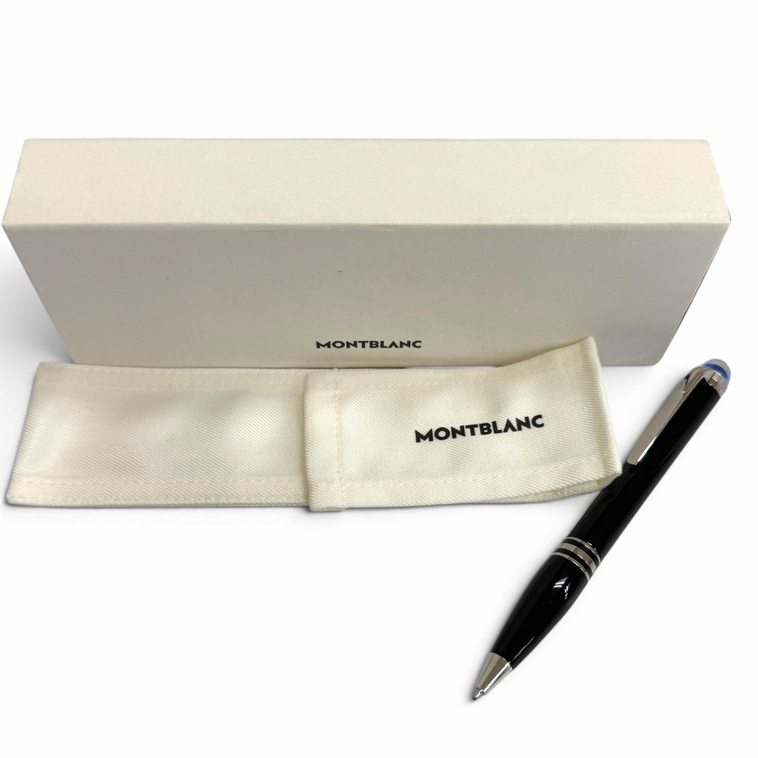 未使用品□MONTBLANC モンブラン スターウォーカー プレシャスレジン ツイスト式 ボールペン ブラック シルバー ドイツ製 メンズ 筆記OK