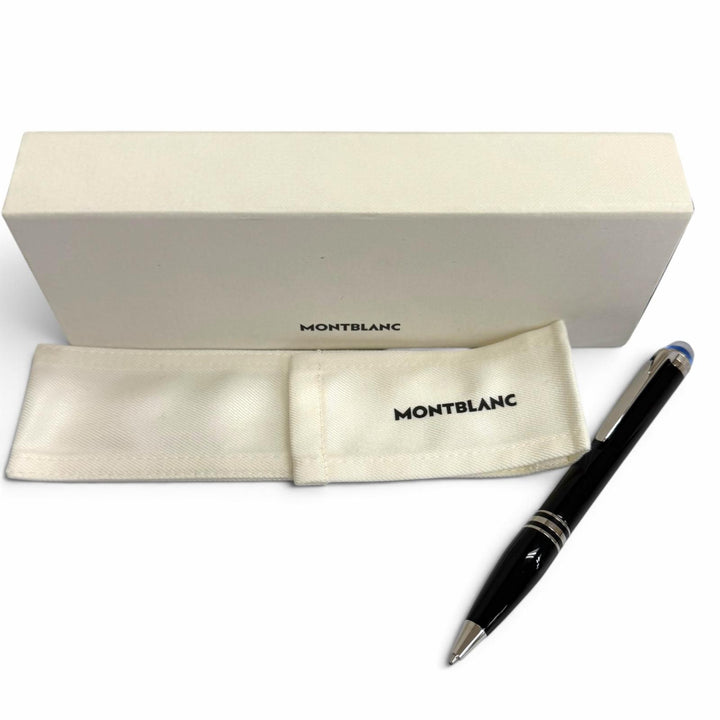 未使用品□MONTBLANC モンブラン スターウォーカー プレシャスレジン ツイスト式 ボールペン ブラック シルバー ドイツ製 メンズ 筆記OK