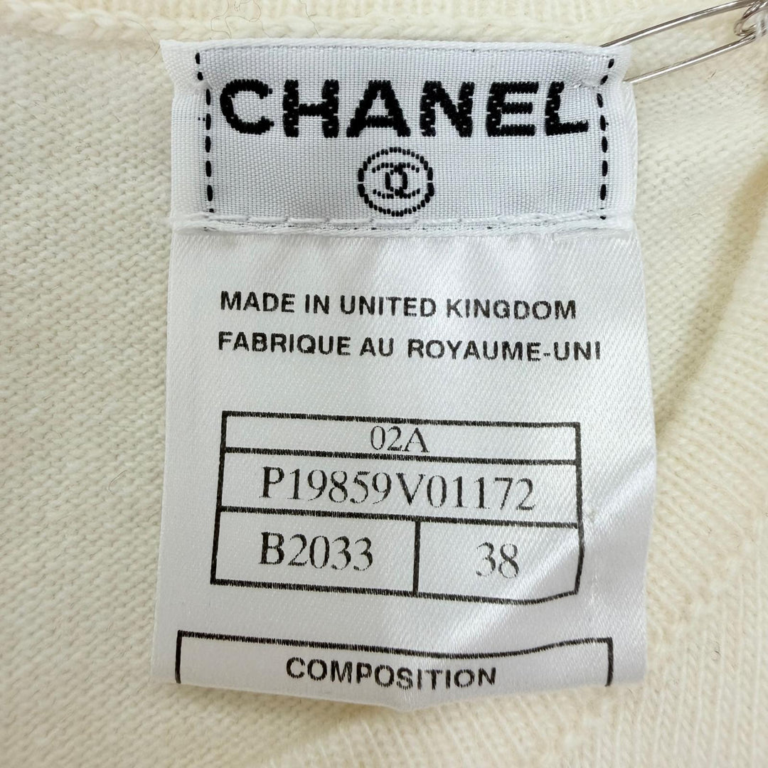 未使用品☆CHANEL シャネル ヴィンテージ 02A P19859 カシミヤ100％ ココマークボタン ノースリーブ ニット アイボリー 38 正規品