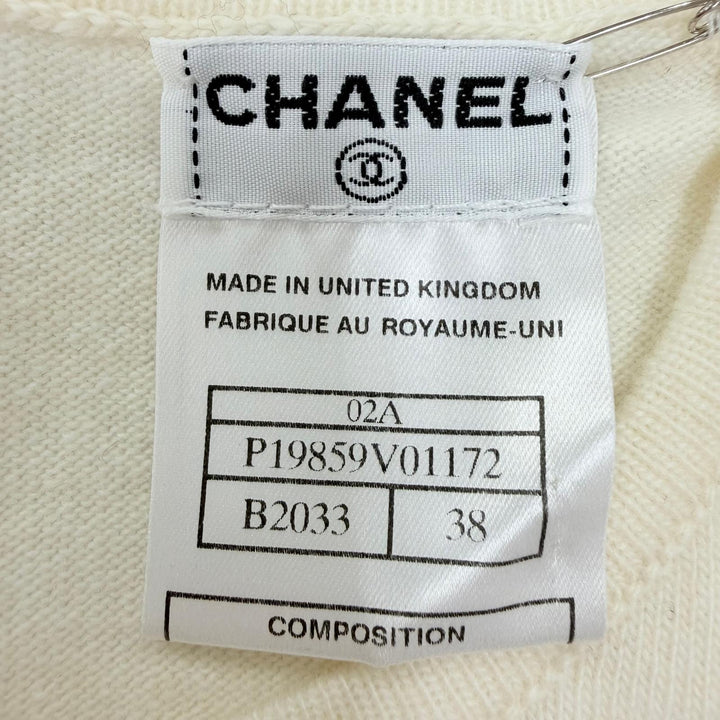 未使用品☆CHANEL シャネル ヴィンテージ 02A P19859 カシミヤ100％ ココマークボタン ノースリーブ ニット アイボリー 38 正規品