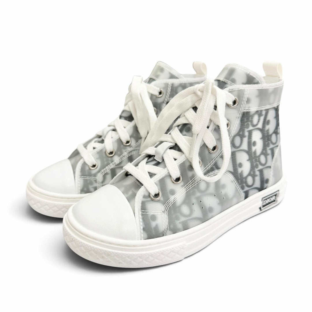 未使用品△DIOR ディオール B23 レザー使 オブリーク ハイトップ ロゴ レースアップ ハイカットスニーカー 29 18cm キッズ 定価125000円