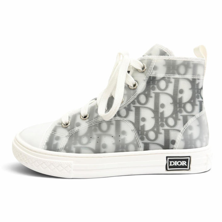 未使用品△DIOR ディオール B23 レザー使 オブリーク ハイトップ ロゴ レースアップ ハイカットスニーカー 29 18cm キッズ 定価125000円