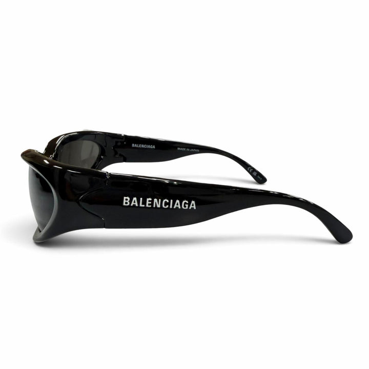 極美品▼BALENCIAGA バレンシアガ BB0157S SWIFT OVAL 現行品 オーバル アイウェア サングラス ブラック 65□17-125 度なし メンズ 箱付