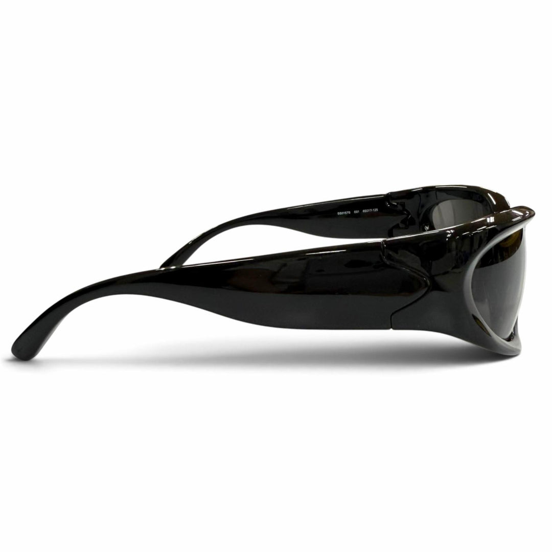 極美品▼BALENCIAGA バレンシアガ BB0157S SWIFT OVAL 現行品 オーバル アイウェア サングラス ブラック 65□17-125 度なし メンズ 箱付