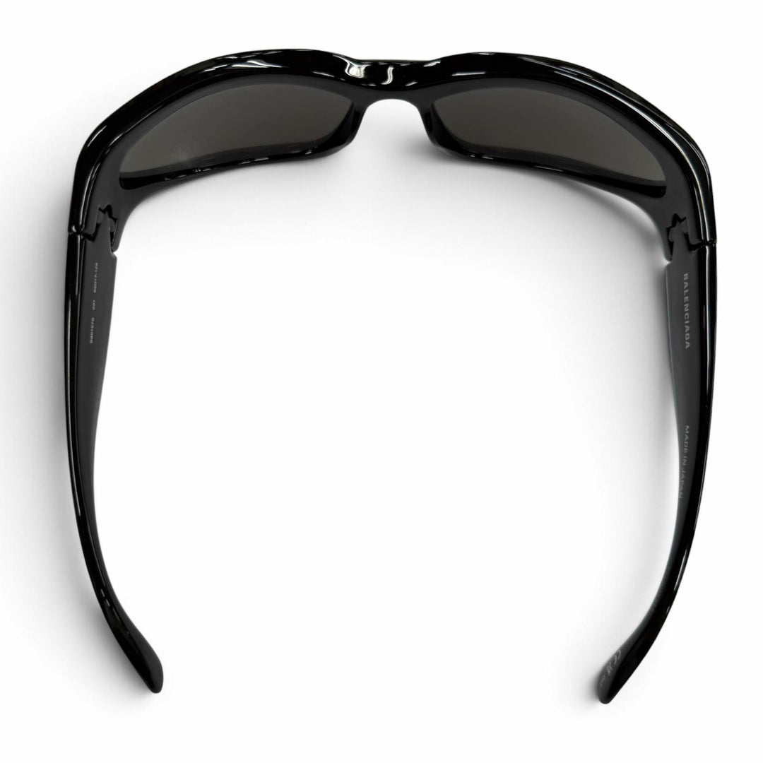 極美品▼BALENCIAGA バレンシアガ BB0157S SWIFT OVAL 現行品 オーバル アイウェア サングラス ブラック 65□17-125 度なし メンズ 箱付