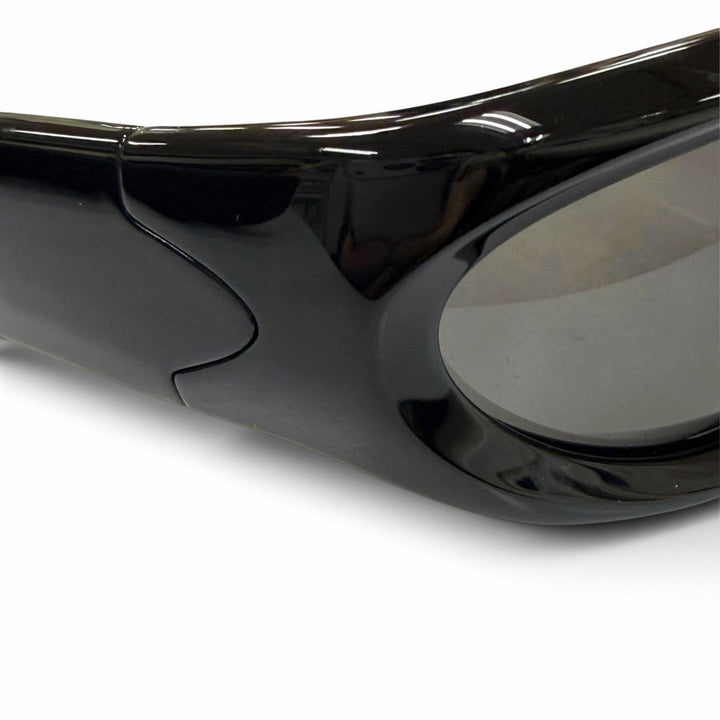 極美品▼BALENCIAGA バレンシアガ BB0157S SWIFT OVAL 現行品 オーバル アイウェア サングラス ブラック 65□17-125 度なし メンズ 箱付