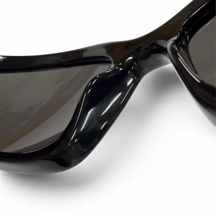 極美品▼BALENCIAGA バレンシアガ BB0157S SWIFT OVAL 現行品 オーバル アイウェア サングラス ブラック 65□17-125 度なし メンズ 箱付