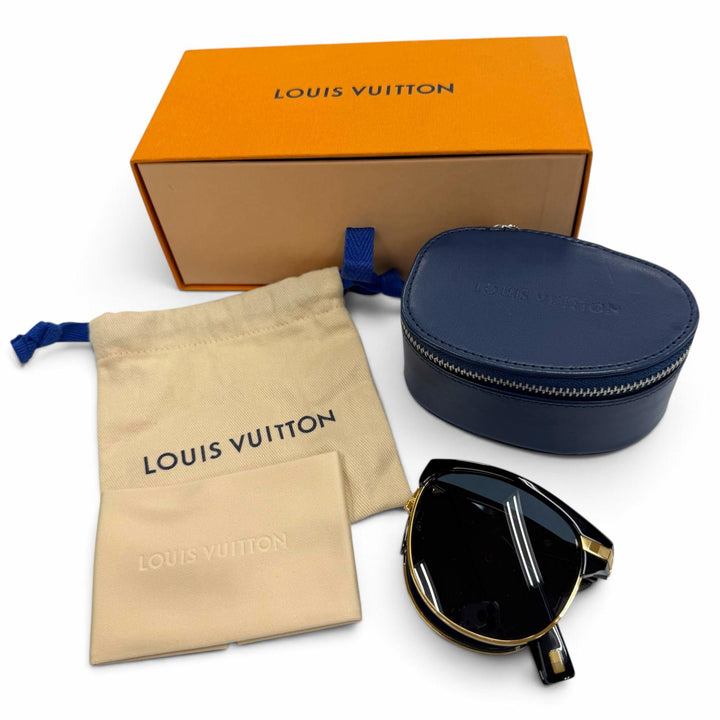 美品▼LOUIS VUITTON ルイヴィトン Z1017U LV インザ ポケット 折りたたみ サーモントブロー アイウェア サングラス 55□20 デモレンズ