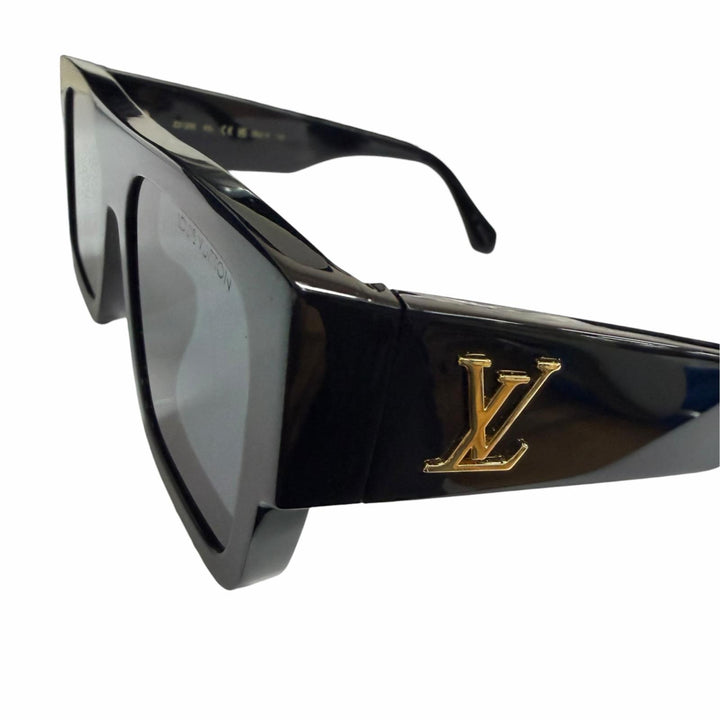 良品□LOUIS VUITTON ルイヴィトン 2024年製 Z2125E LV クラッシュ スクエア サングラス ブラック 54□19-155 デモレンズ イタリア製