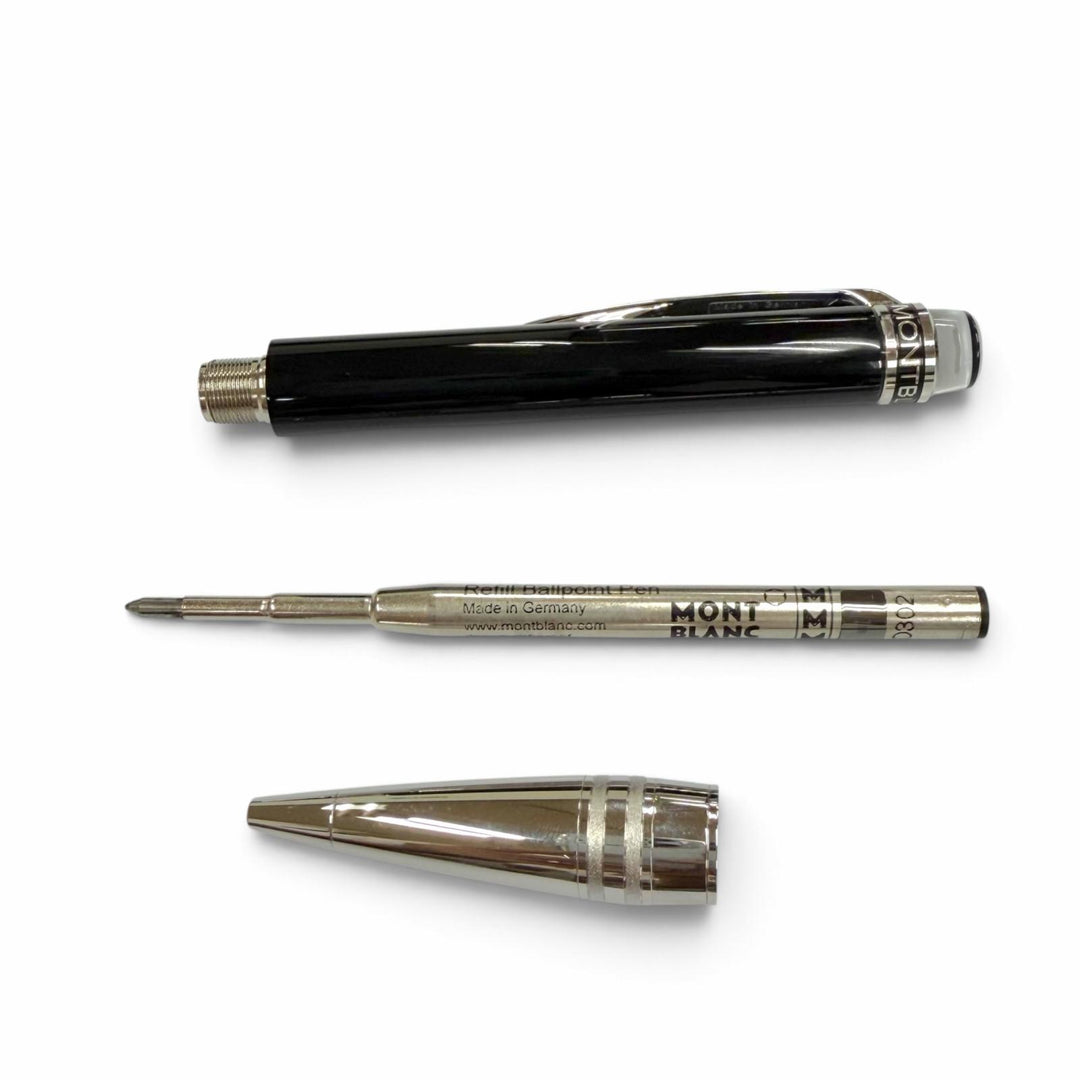 極美品▼MONTBLANC モンブラン スターウォーカー アーバンスピリット ホワイトスター ツイスト式 ボールペン ブラック シルバー 筆記◎