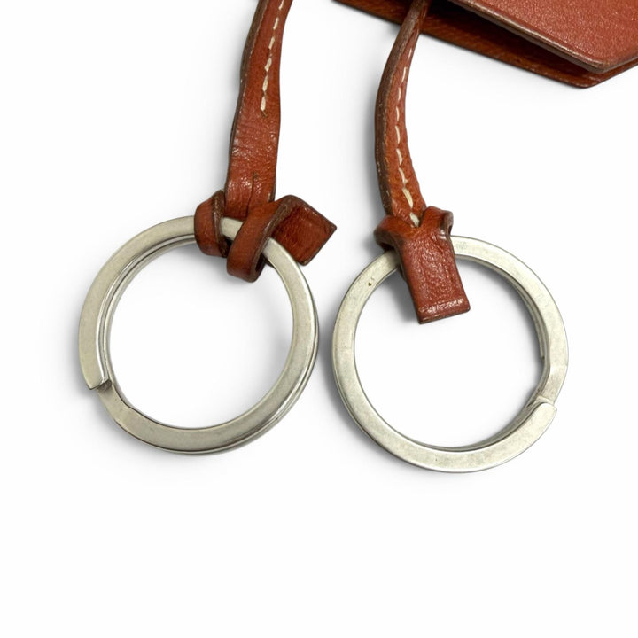 美品□HERMES エルメス マルジェラ期 クロシェット キーリング レザーネックレス ブラウン(レッド寄り) □C刻印入り フランス製 メンズ