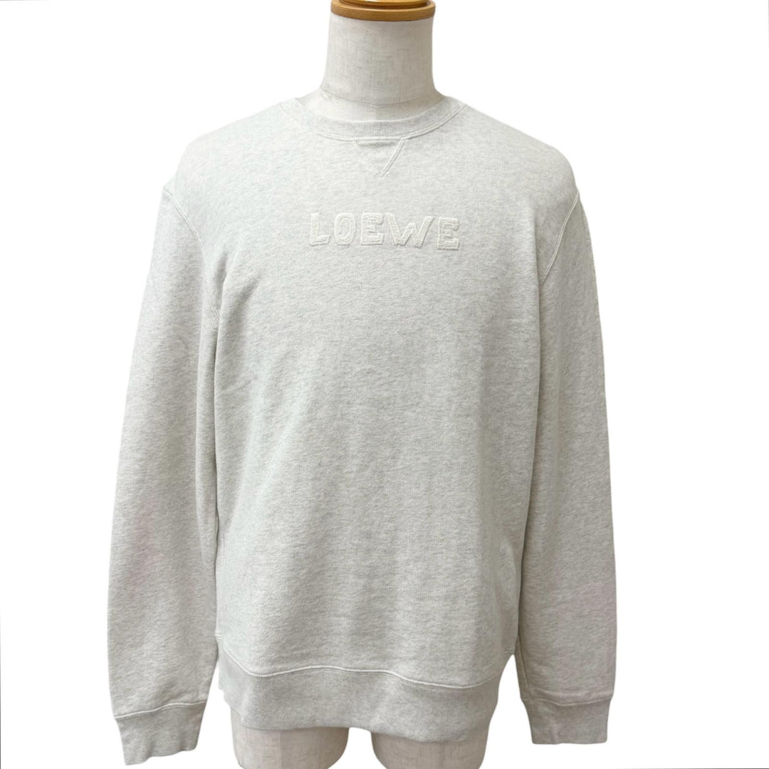 極美品□LOEWE ロエベ H526Y24J17 コットン100％ ロゴエンブロイダリー クルーネック スウェットシャツ トレーナー グレー系 M 正規品