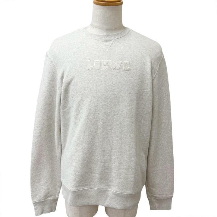 極美品□LOEWE ロエベ H526Y24J17 コットン100％ ロゴエンブロイダリー クルーネック スウェットシャツ トレーナー グレー系 M 正規品