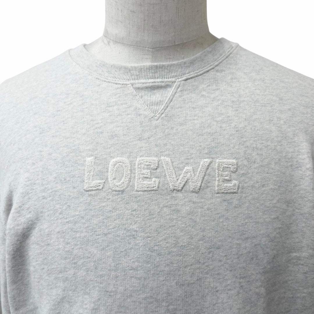 極美品□LOEWE ロエベ H526Y24J17 コットン100％ ロゴエンブロイダリー クルーネック スウェットシャツ トレーナー グレー系 M 正規品