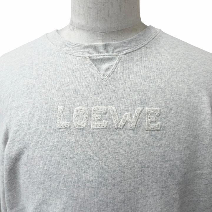 極美品□LOEWE ロエベ H526Y24J17 コットン100％ ロゴエンブロイダリー クルーネック スウェットシャツ トレーナー グレー系 M 正規品
