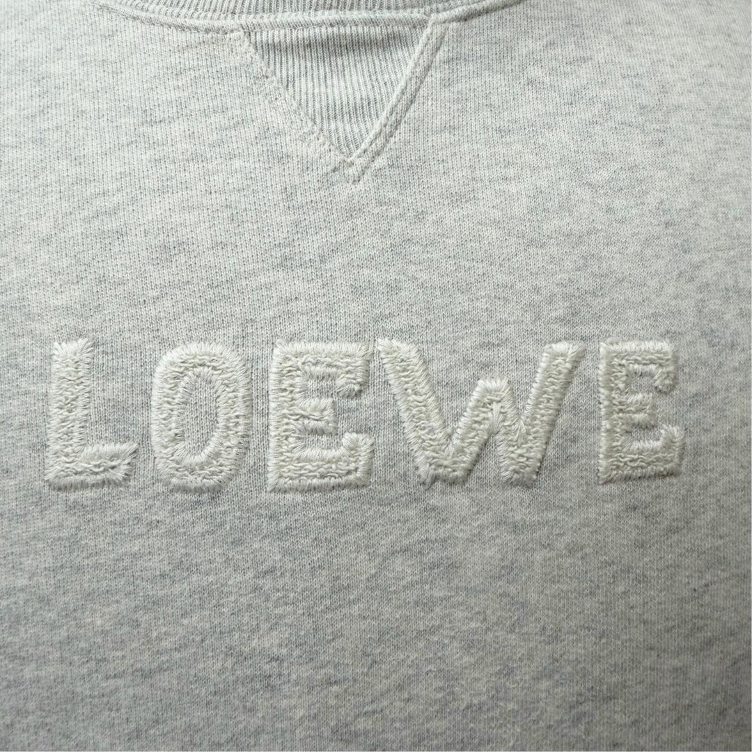 極美品□LOEWE ロエベ H526Y24J17 コットン100％ ロゴエンブロイダリー クルーネック スウェットシャツ トレーナー グレー系 M 正規品