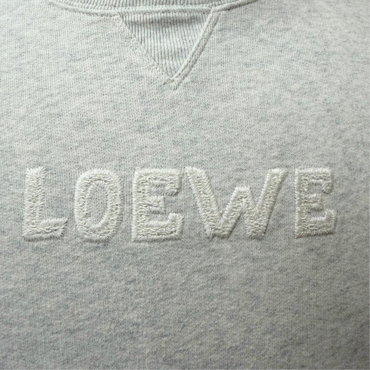 極美品□LOEWE ロエベ H526Y24J17 コットン100％ ロゴエンブロイダリー クルーネック スウェットシャツ トレーナー グレー系 M 正規品