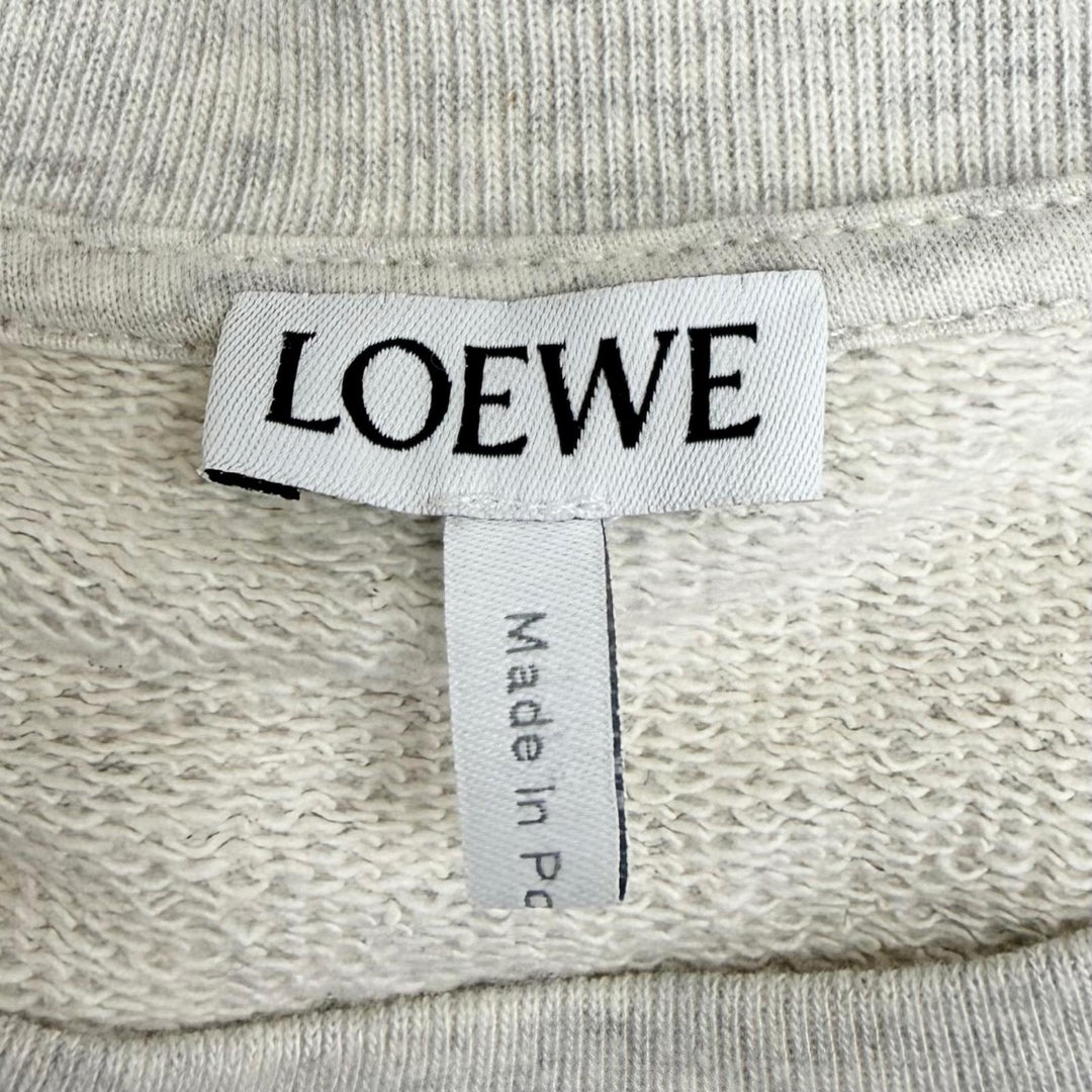 極美品□LOEWE ロエベ H526Y24J17 コットン100％ ロゴエンブロイダリー クルーネック スウェットシャツ トレーナー グレー系 M 正規品