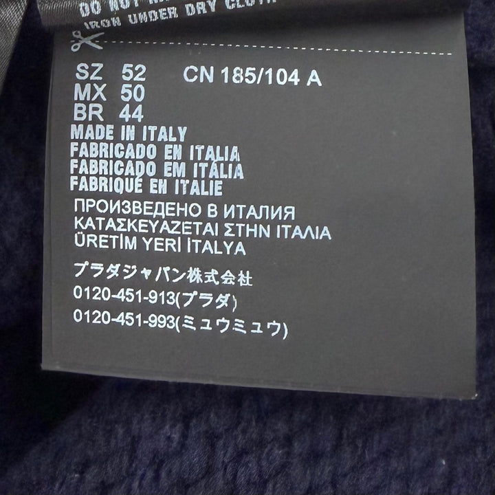 美品▼PRADA プラダ 2022年製 UMR526 バージンウール100% シェットランド タートルネック ニットセーター ネイビー IT 52 正規品 メンズ