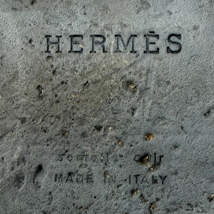 美品▼HERMES エルメス 221824 イズミール レザー Hロゴ スリッパ スライドサンダル イエロー ボルドー 43 伊製 メンズ 箱・保存袋付き
