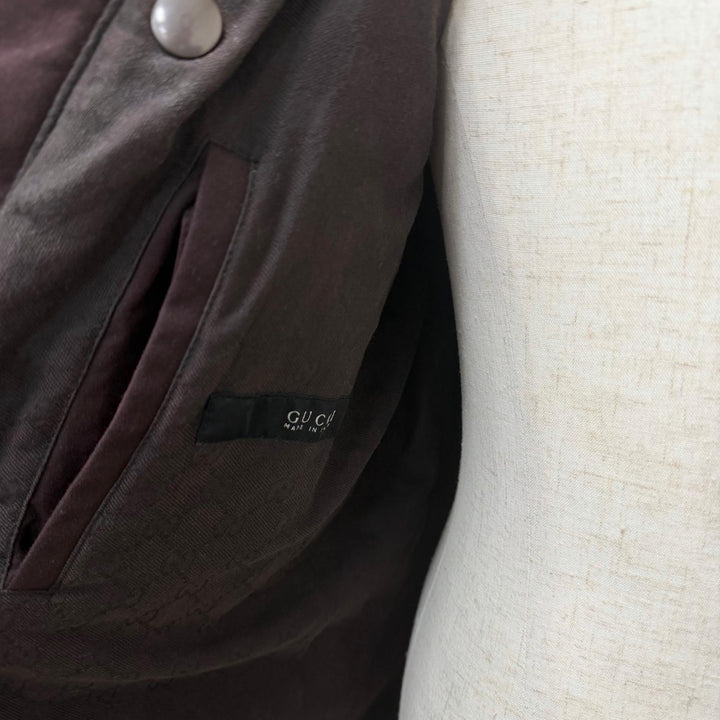 美品□GUCCI グッチ ヴィンテージ 希少 トムフォード期 オイルドジャケット ブラウン 44 イタリア製 正規品 メンズ ハンガー付き