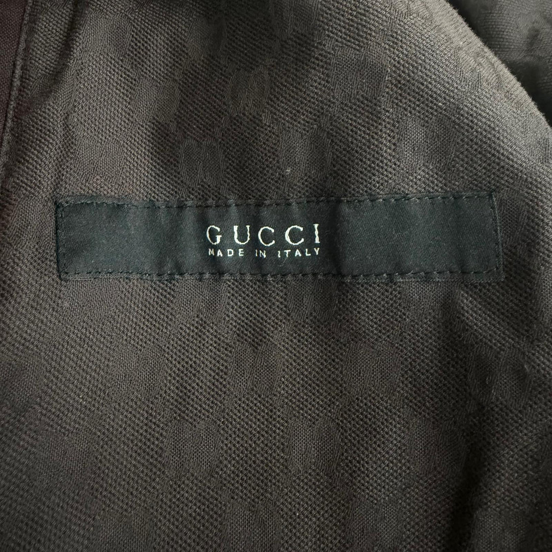 美品□GUCCI グッチ ヴィンテージ 希少 トムフォード期 オイルドジャケット ブラウン 44 イタリア製 正規品 メンズ ハンガー付き
