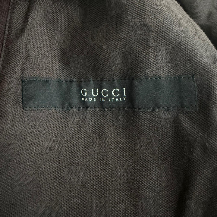 美品□GUCCI グッチ ヴィンテージ 希少 トムフォード期 オイルドジャケット ブラウン 44 イタリア製 正規品 メンズ ハンガー付き