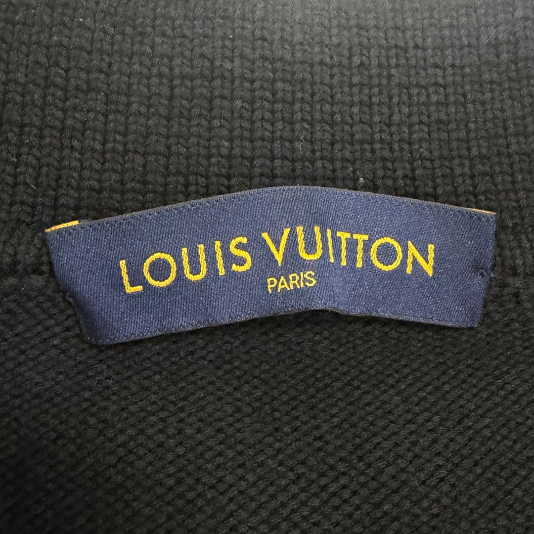 極美品□LOUIS VUITTON NBA ルイヴィトン NBA 2021年製 バックLVロゴ ニットカーディガン セーター ブラック M イタリア製 正規品 メンズ