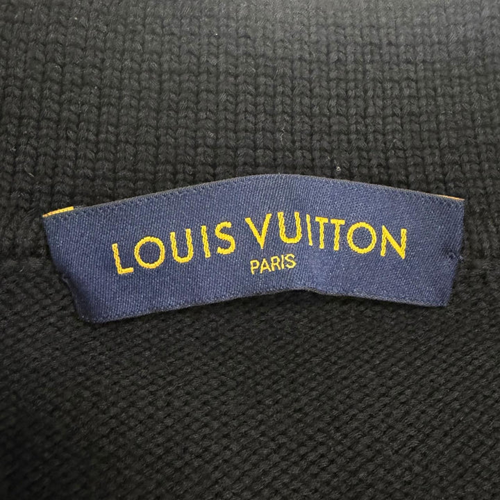 極美品□LOUIS VUITTON NBA ルイヴィトン NBA 2021年製 バックLVロゴ ニットカーディガン セーター ブラック M イタリア製 正規品 メンズ
