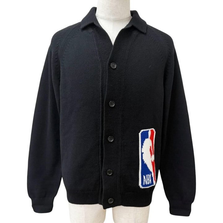 極美品□LOUIS VUITTON NBA ルイヴィトン NBA 2021年製 バックLVロゴ ニットカーディガン セーター ブラック M イタリア製 正規品 メンズ