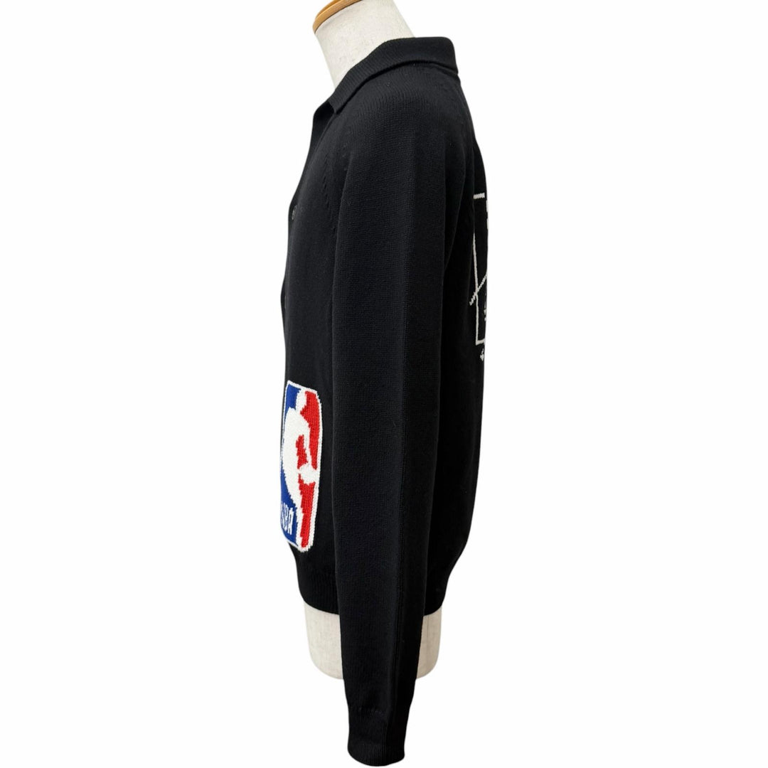極美品□LOUIS VUITTON NBA ルイヴィトン NBA 2021年製 バックLVロゴ ニットカーディガン セーター ブラック M イタリア製 正規品 メンズ