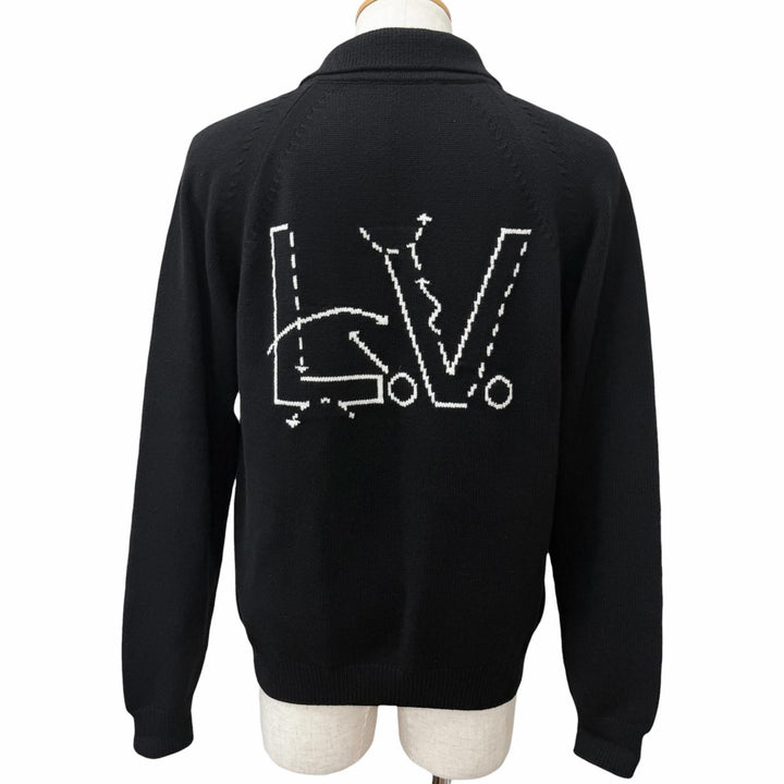 極美品□LOUIS VUITTON NBA ルイヴィトン NBA 2021年製 バックLVロゴ ニットカーディガン セーター ブラック M イタリア製 正規品 メンズ