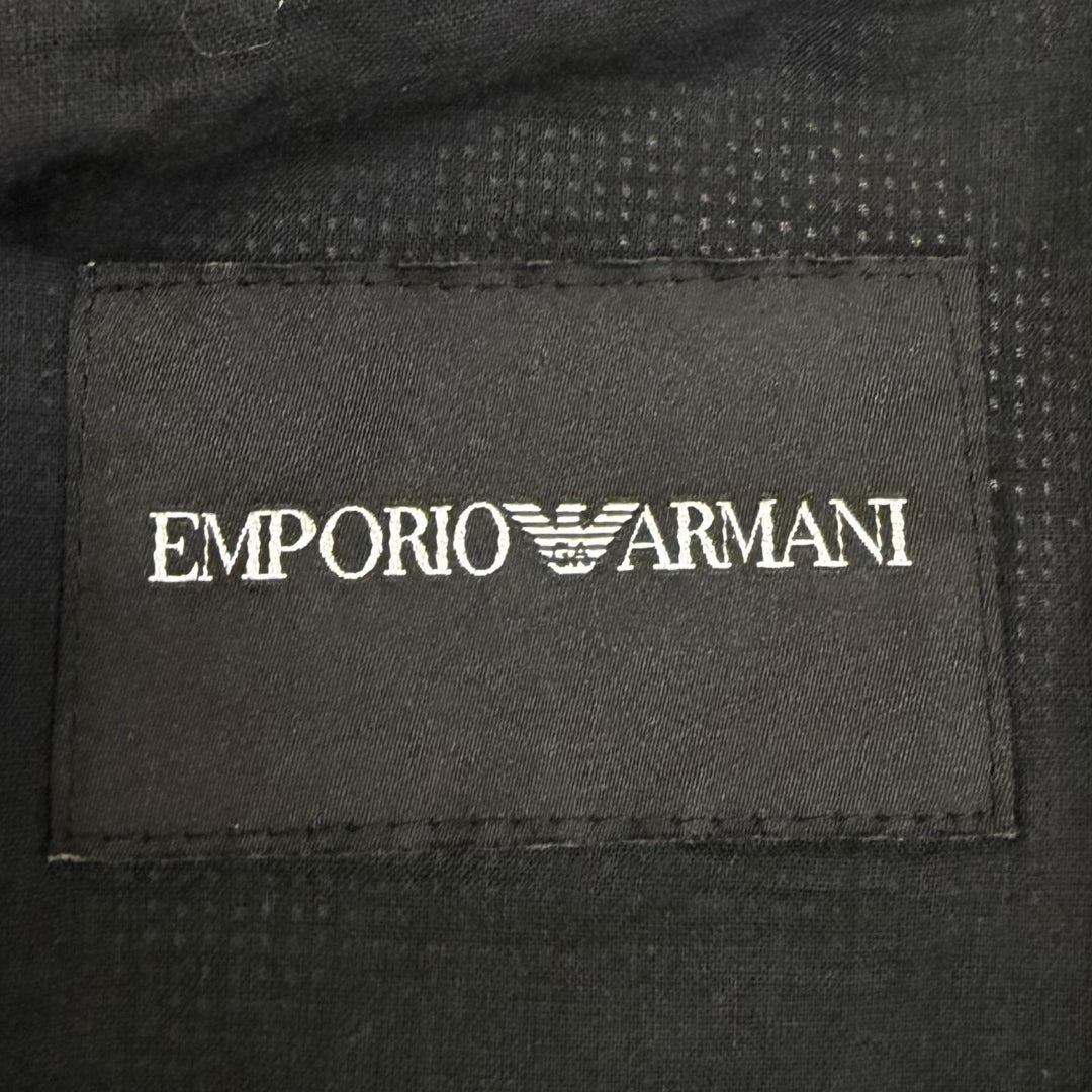極美品□EMPORIO ARMANI エンポリオ アルマーニ 2022年製 黒タグ スタンドカラー ラムレザージャケット ブラック 48 インド製 正規品